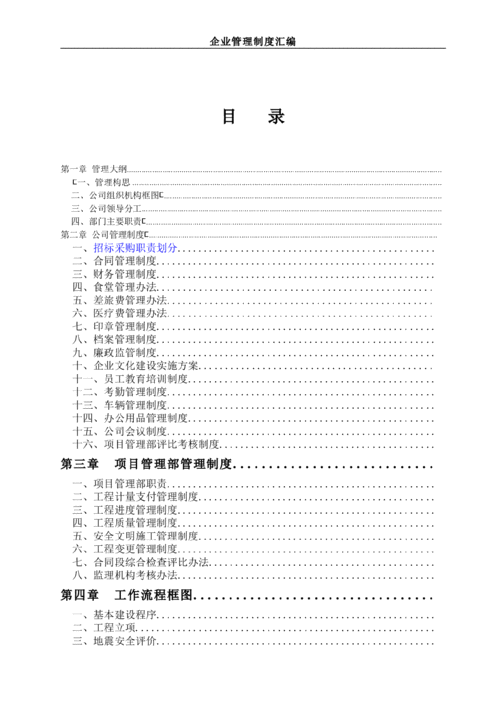 項目管理公司企業管理制度匯編